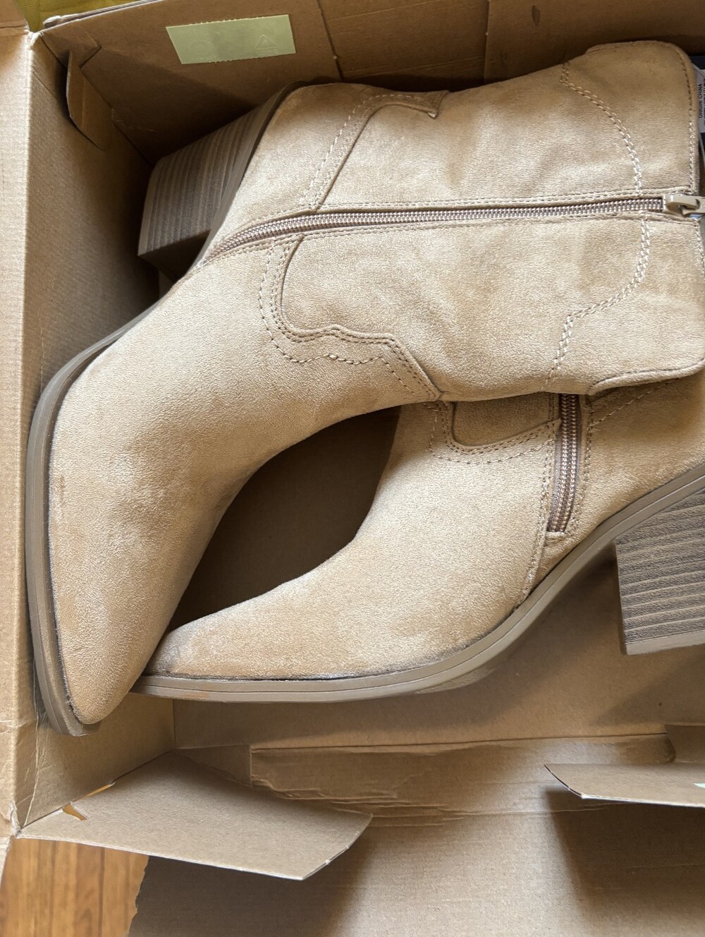 Universal Thread Suede Ankle Booties in Tan